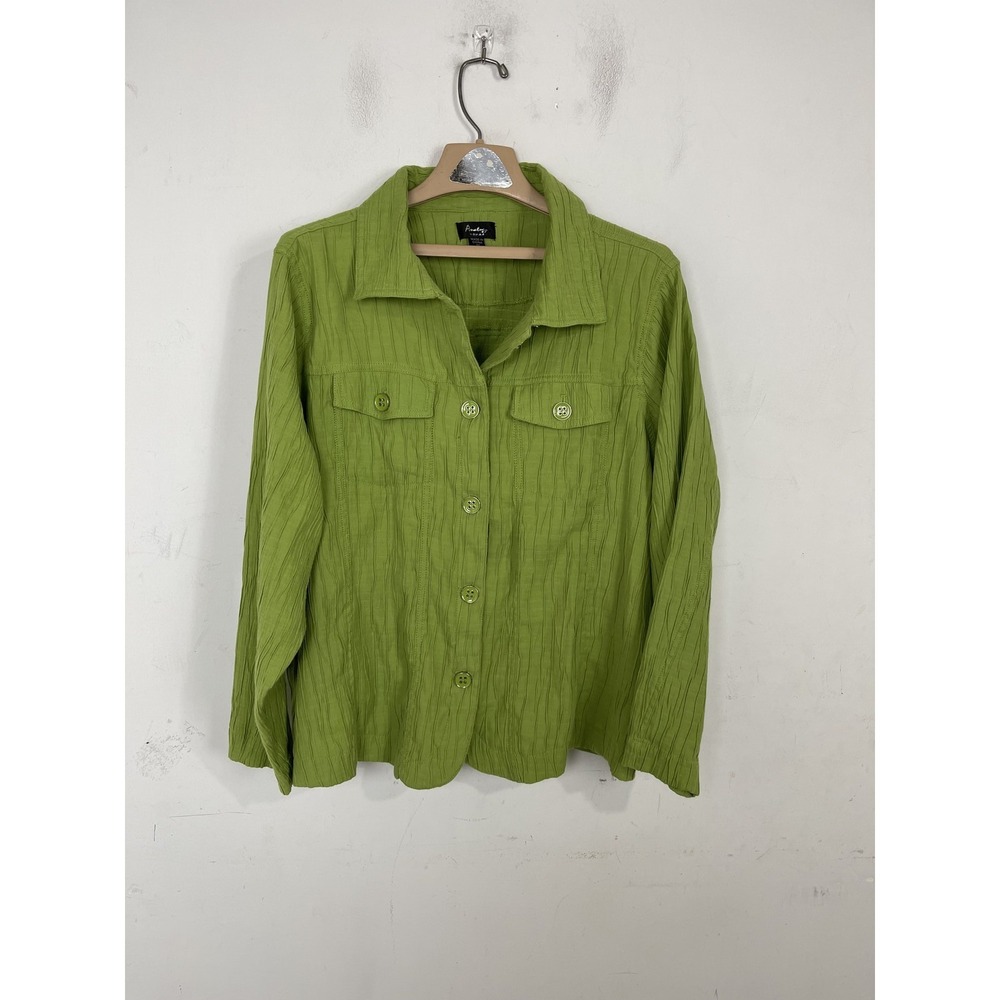 Analogy Womens Shirt Jacket Plus 2X Green Button Up Twee St Patricks  Fairy